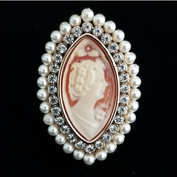 Amedeo "Giulietta" Cameo Pearl Crystal Ring SZ 7 - Picture 16 of 16